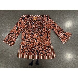 TORY BURCH Paisley‎ Too pullover Smock Top Blouse 2
